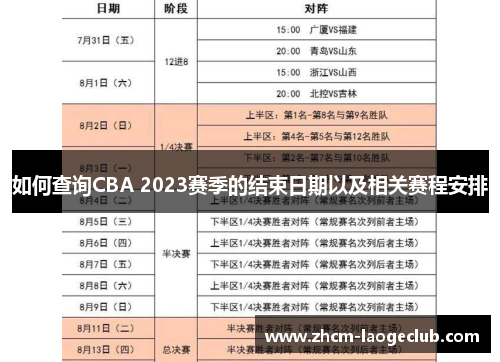 如何查询CBA 2023赛季的结束日期以及相关赛程安排